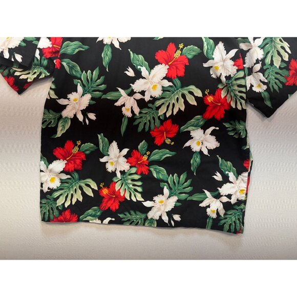 Kane Malia Men Button Up Hawaiian Shirt Short Sleeve Sz XL Black Tropical Floral - Picture 12 of 12